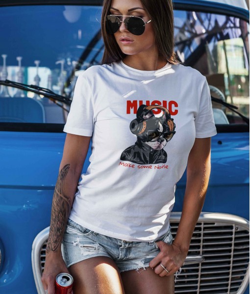 Дамска тениска с щампа Арт Make some noise dog